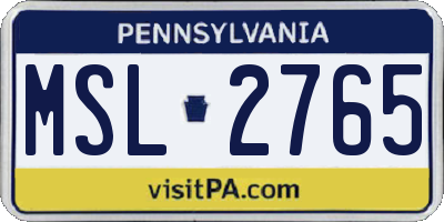 PA license plate MSL2765