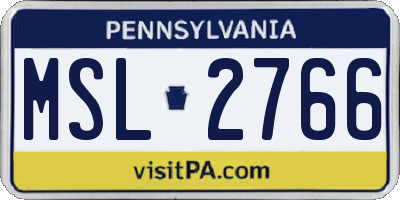 PA license plate MSL2766