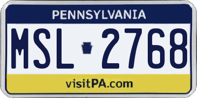 PA license plate MSL2768