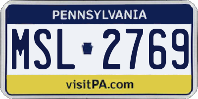 PA license plate MSL2769
