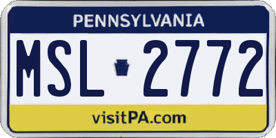 PA license plate MSL2772
