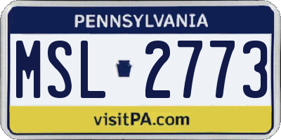 PA license plate MSL2773