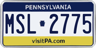PA license plate MSL2775