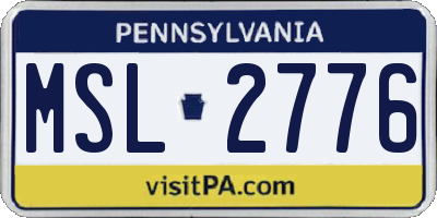 PA license plate MSL2776