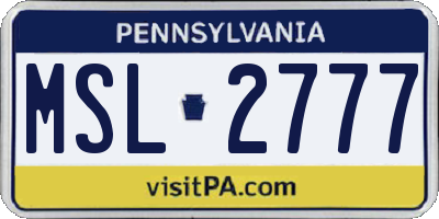 PA license plate MSL2777