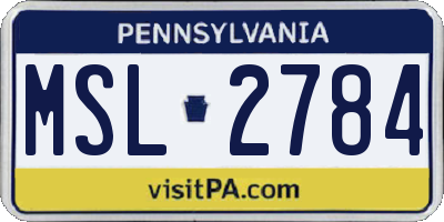 PA license plate MSL2784
