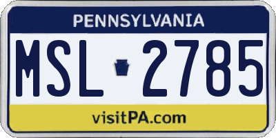 PA license plate MSL2785