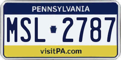 PA license plate MSL2787