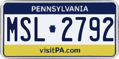 PA license plate MSL2792