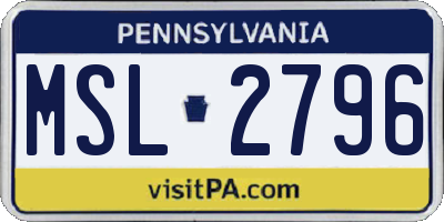 PA license plate MSL2796