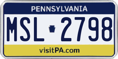 PA license plate MSL2798