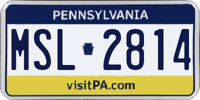 PA license plate MSL2814