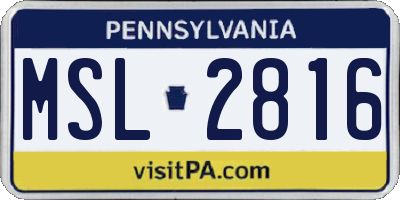 PA license plate MSL2816