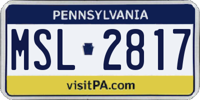 PA license plate MSL2817