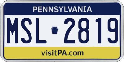 PA license plate MSL2819