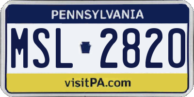 PA license plate MSL2820