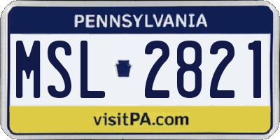 PA license plate MSL2821
