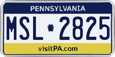 PA license plate MSL2825
