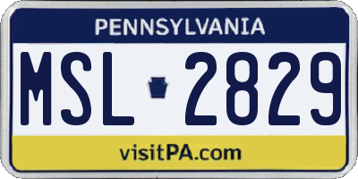PA license plate MSL2829
