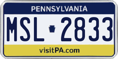 PA license plate MSL2833