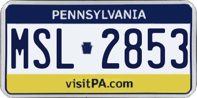 PA license plate MSL2853