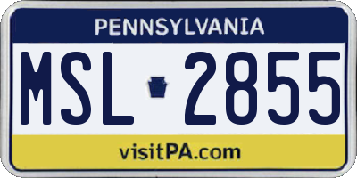 PA license plate MSL2855