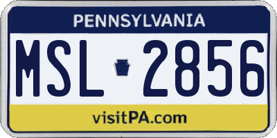 PA license plate MSL2856