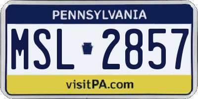 PA license plate MSL2857