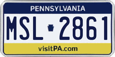 PA license plate MSL2861