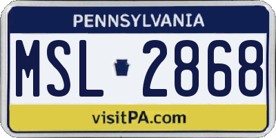 PA license plate MSL2868