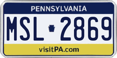 PA license plate MSL2869