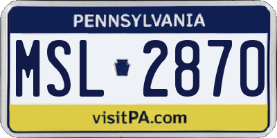 PA license plate MSL2870