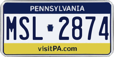 PA license plate MSL2874