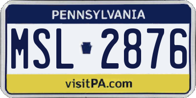 PA license plate MSL2876