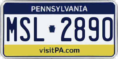 PA license plate MSL2890