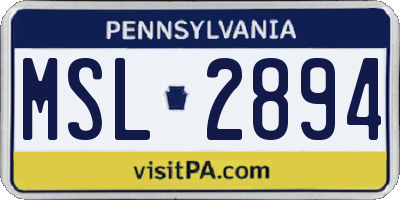 PA license plate MSL2894