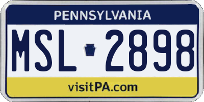 PA license plate MSL2898