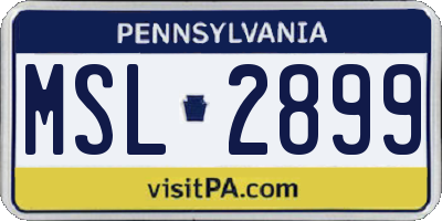 PA license plate MSL2899