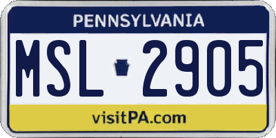 PA license plate MSL2905