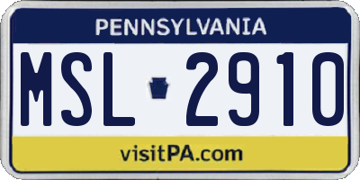 PA license plate MSL2910