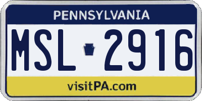 PA license plate MSL2916