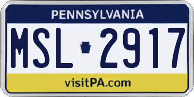 PA license plate MSL2917