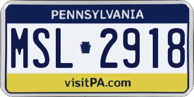 PA license plate MSL2918