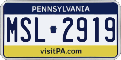 PA license plate MSL2919