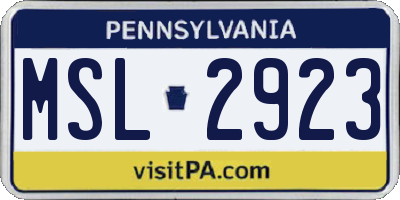 PA license plate MSL2923