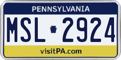 PA license plate MSL2924
