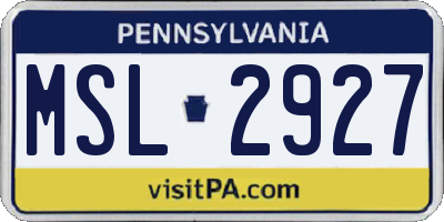 PA license plate MSL2927