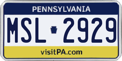 PA license plate MSL2929