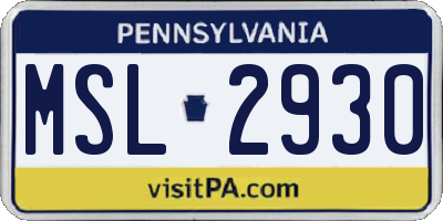 PA license plate MSL2930
