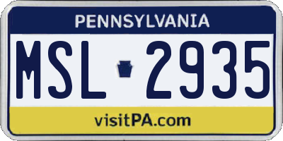 PA license plate MSL2935